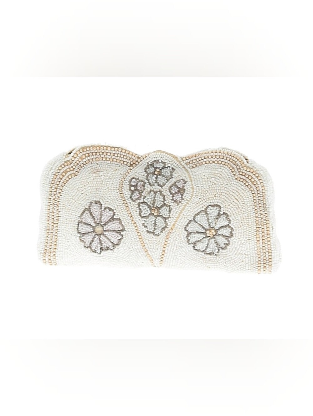 Beaded White Floral Wristlet Clutch